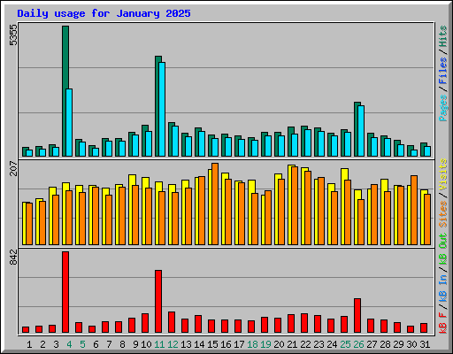 Daily usage for January 2025